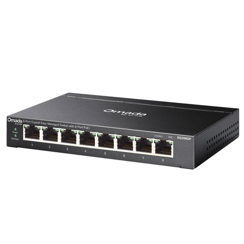 Stikalo (switch) TP-Link Omada ES208GP, 8-port, PoE+