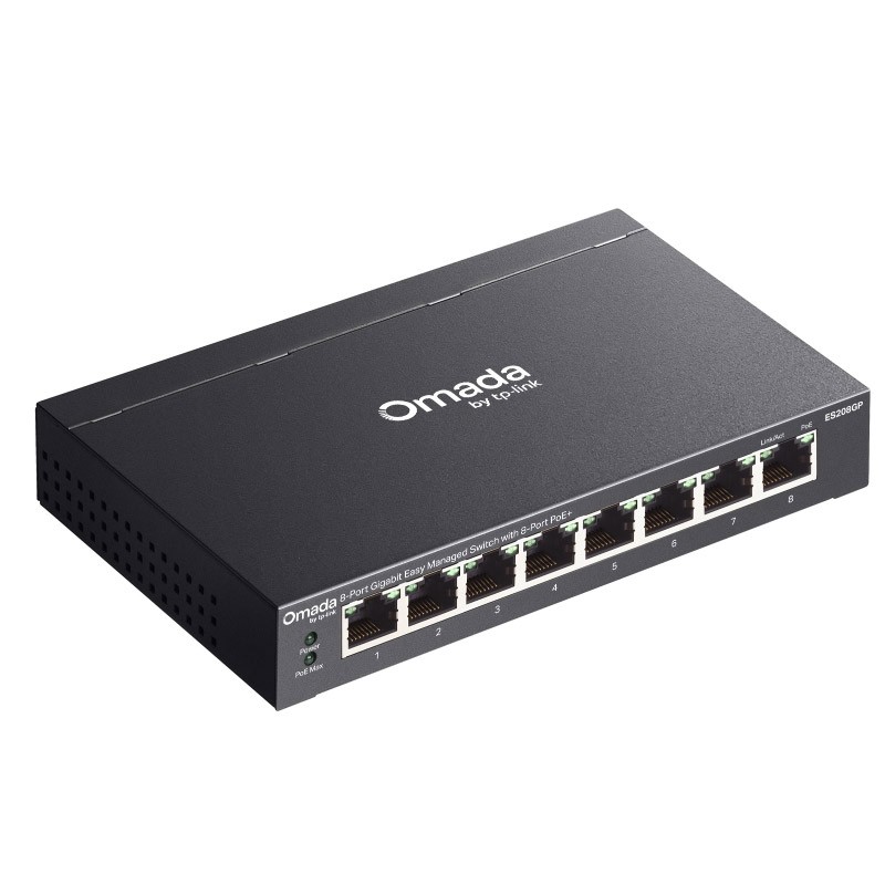 Stikalo (switch) TP-Link Omada ES208GP, 8-port, PoE+