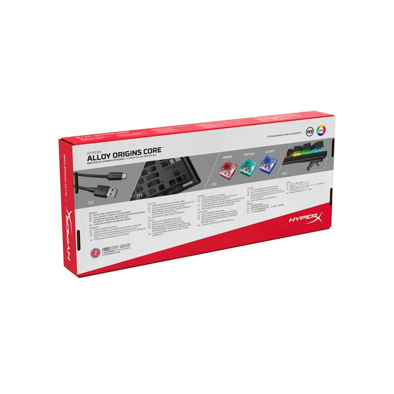 Tipkovnica HP HyperX Alloy Origins Core RGB, mehanična, HyperX Aqua Switch