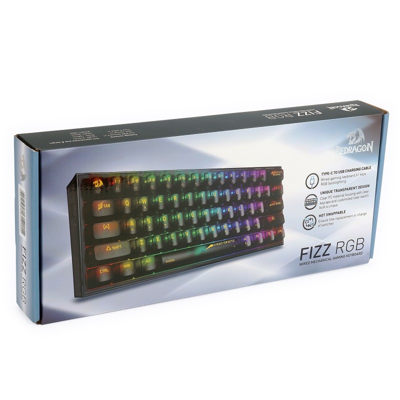Tipkovnica RedRagon FIZZ K617CTB-RGB, črna