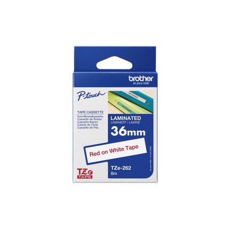 Laminirani trak Brother TZE262, rdeča na beli, 36mm