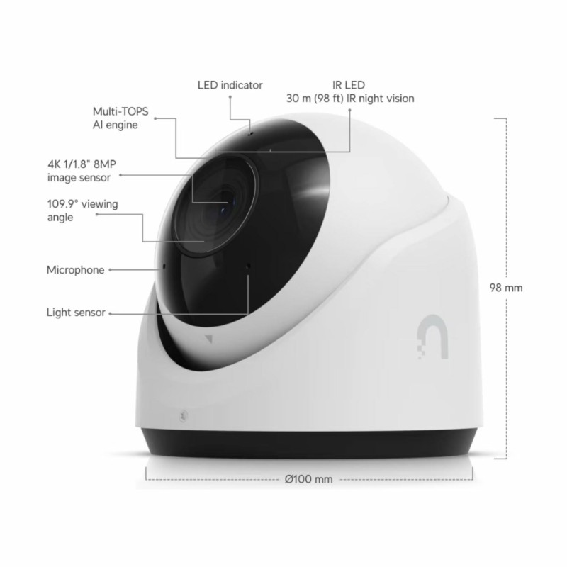 IP kamera Ubiquiti Unifi UVC-G6-Turret-W, 8.0MP, zunanja, bela