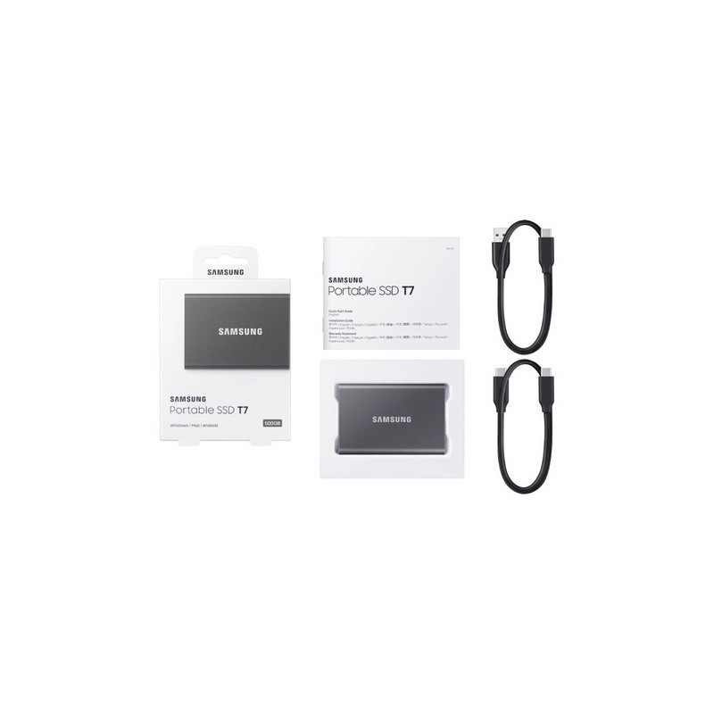 Zunanji SSD disk 2TB Samsung T7, USB-C 3.2, siv