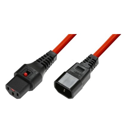 Kabel MicroConnect C13 IEC Lock - C14, 0,5m, rdeč