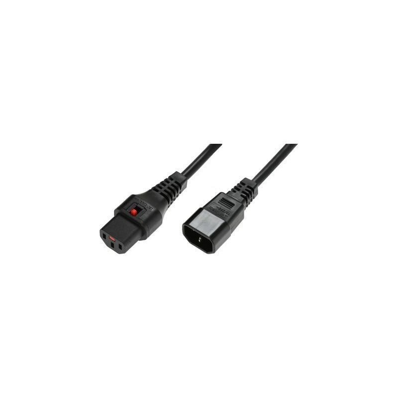 Kabel MicroConnect C13 IEC Lock - C14, 4m, črn