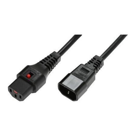 Kabel MicroConnect C13 IEC Lock - C14, 5m, črn