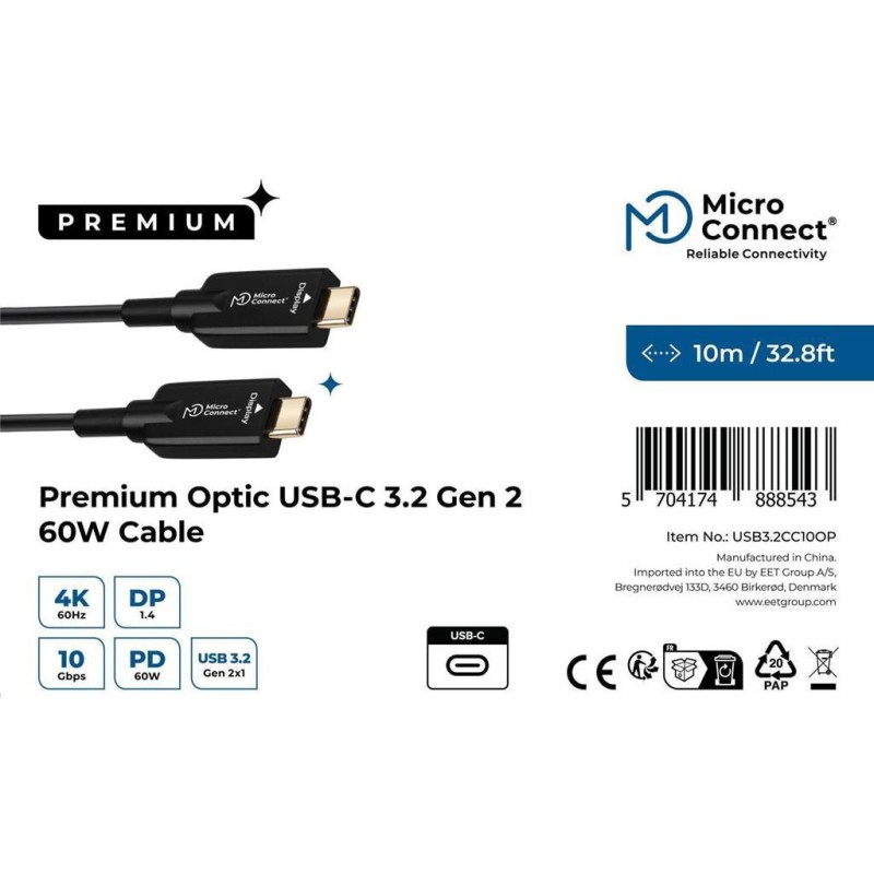 Kabel MicroConnect Premium USB C-C, 10m