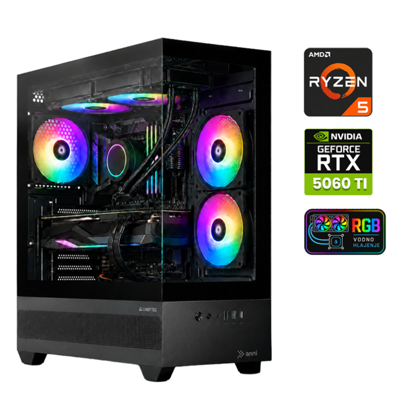 Računalnik ANNI Gamer Extreme Lite R5 7500X3D / RTX 5060 Ti / 16 GB / 1 TB