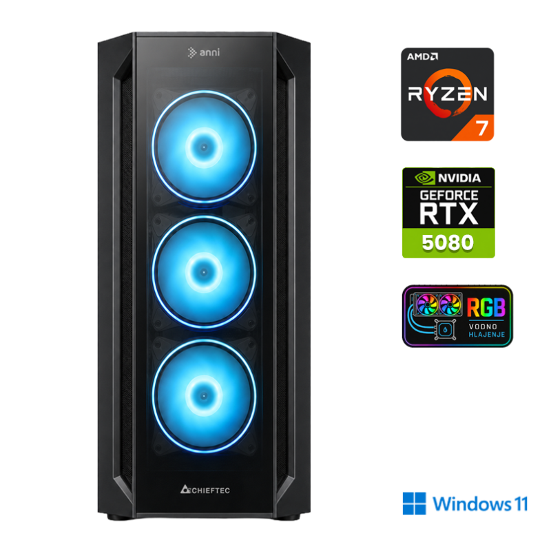 Računalnik ANNI Gamer Elite R7 9800X3D / RTX 5080 / 64 GB / 2 TB / W11H