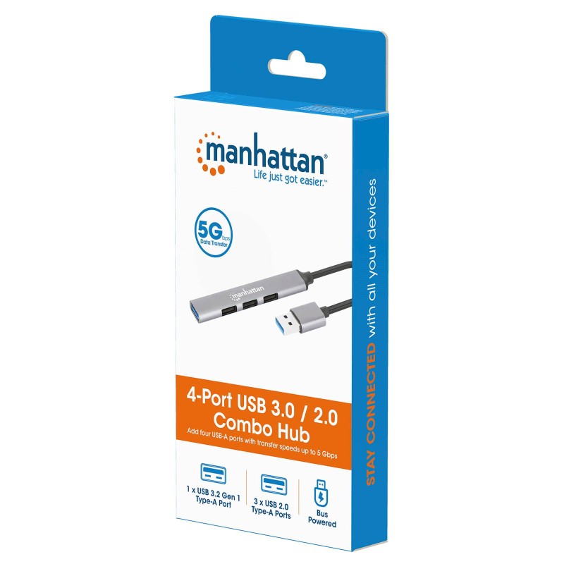 USB Hub Manhattan, 4-portni, USB 3.0 Type-C/A