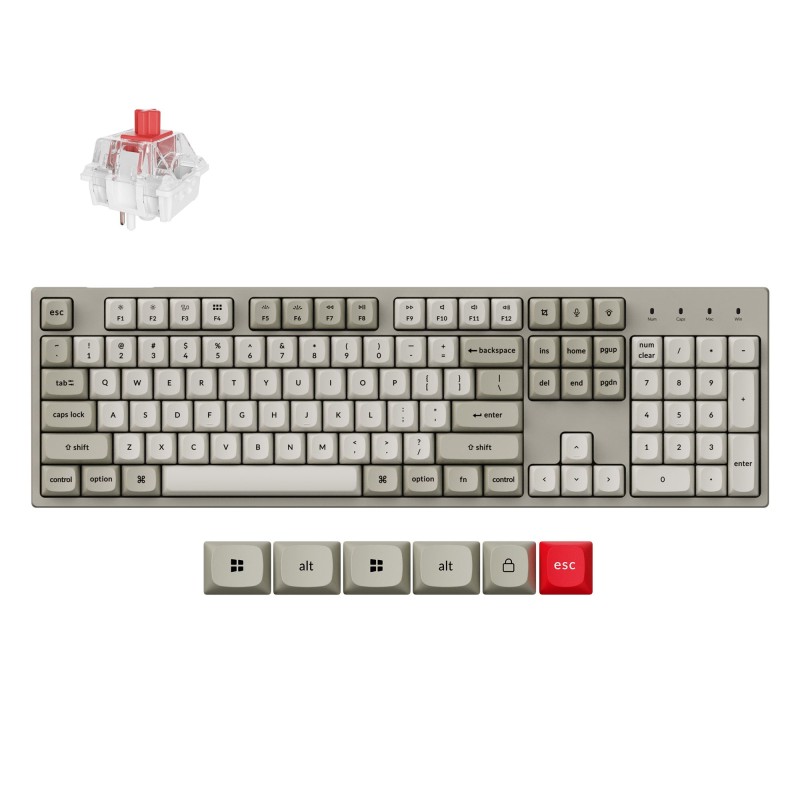 Tipkovnica Keychron C2 Pro 8K, rdeča stikala, RGB, PBT, UK