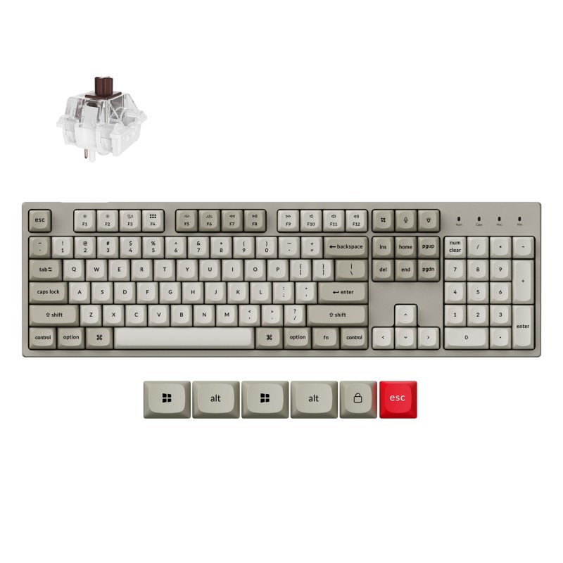 Tipkovnica Keychron C2 Pro 8K, rjava stikala, RGB, PBT, UK