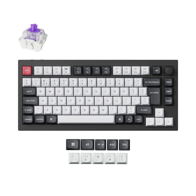 Tipkovnica Keychron Q1 HE, Gateron Nebula stikala, RGB, UK, Carbon črna