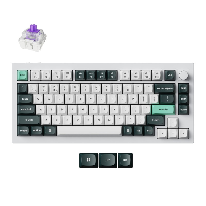 Tipkovnica Keychron Q1 HE, Gateron Nebula stikala, RGB, UK, bela