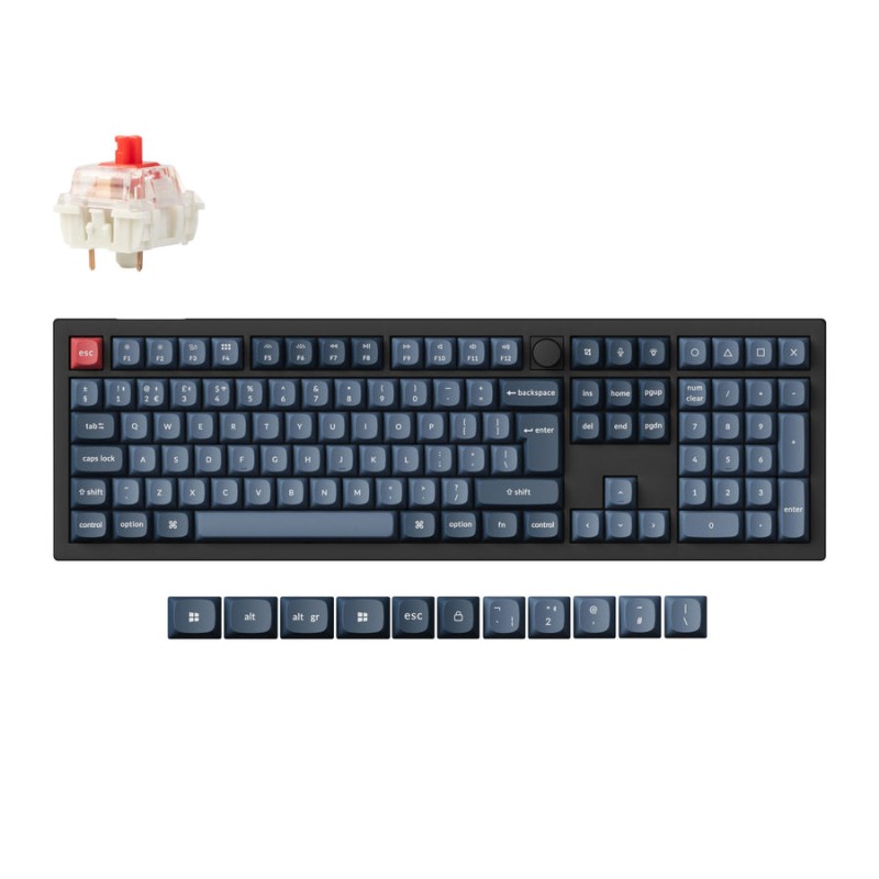 Tipkovnica Keychron V6 Max, Gateron Jupiter rdeča stikala, RGB, PBT, UK, črna