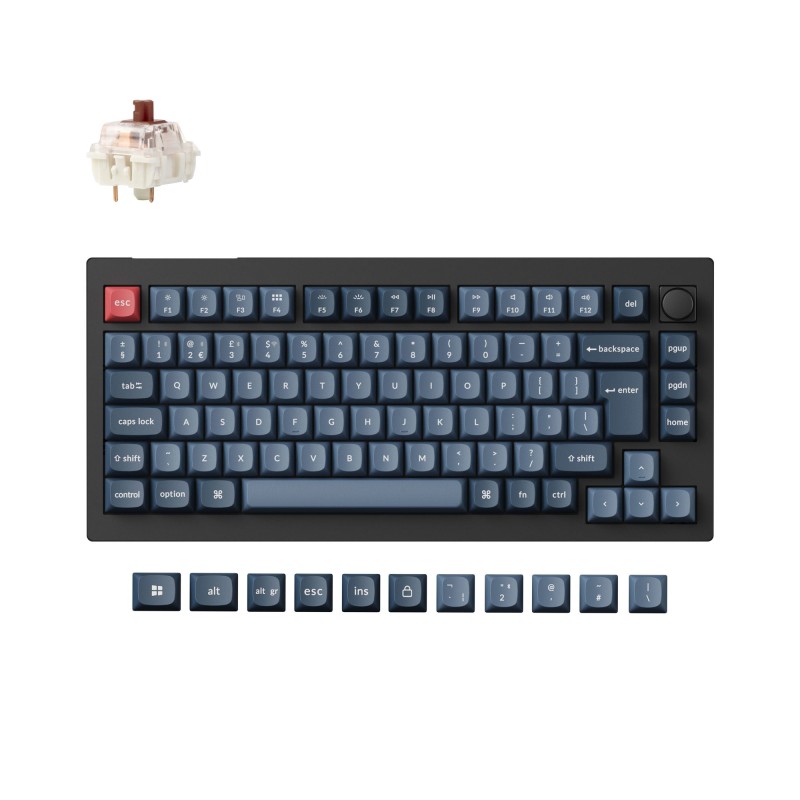 Tipkovnica Keychron V1 Max, Gateron Jupiter rjava stikala, RGB, PBT, UK, črna