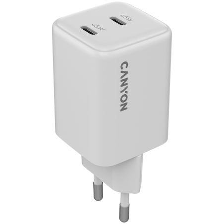 Polnilec Canyon CU45CC GaN 45W, 2x USB-C PD, bel