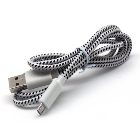 Kabel USB A-B mikro 1m SBOX bombažna zaščita, bel