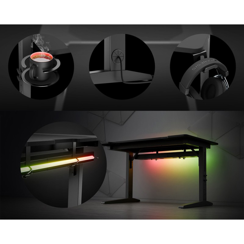 Gaming miza Genesis Holm Modular 120, RGB, črna