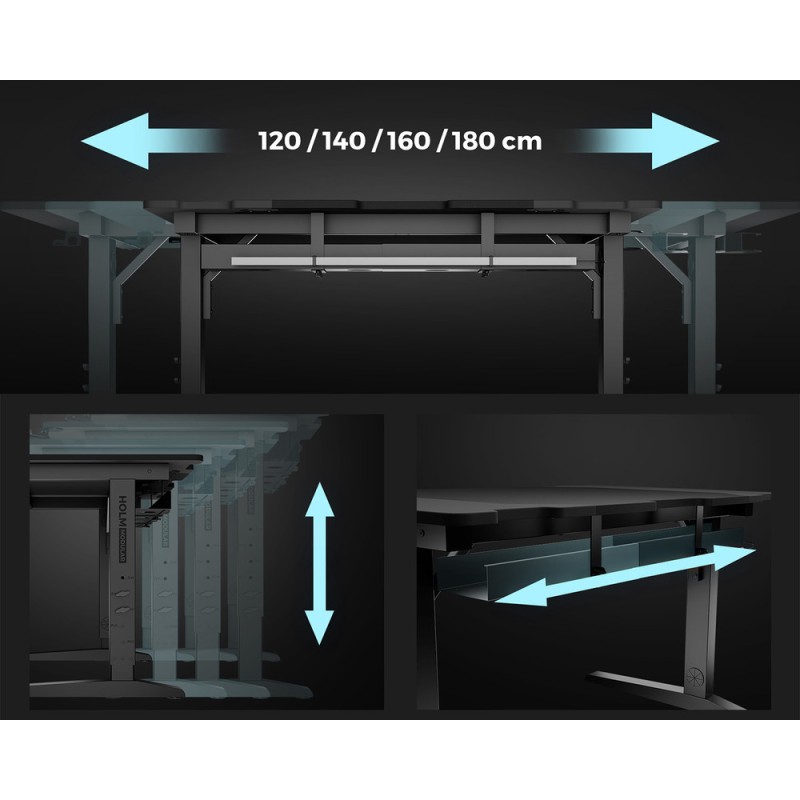 Gaming miza Genesis Holm Modular 160 Corner, RGB, črna