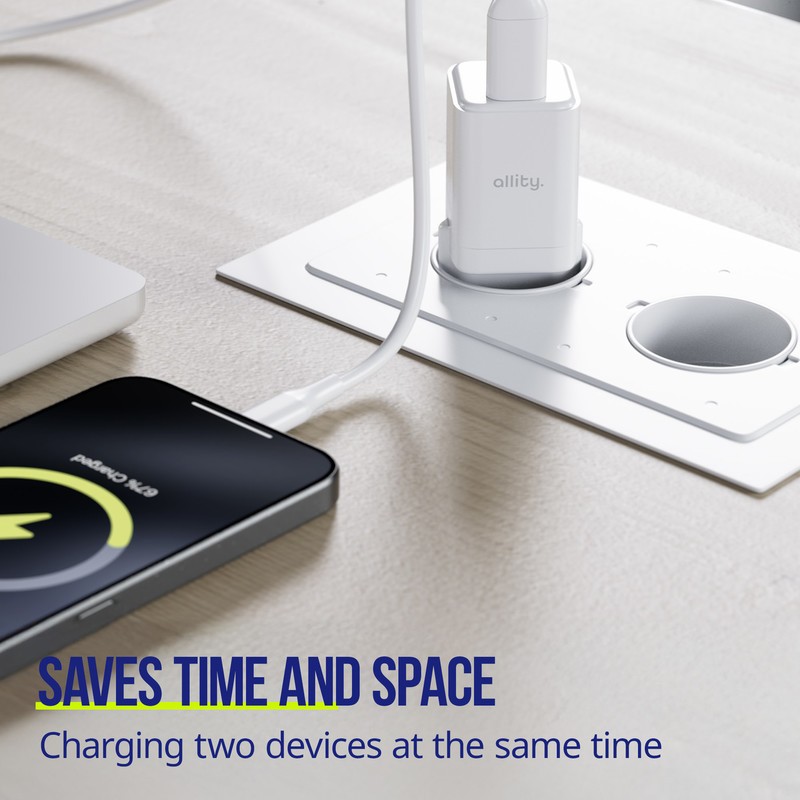 Polnilec ALLITY ATC-01 GaN, 30W, 1x USB-C, 1x USB-A, PD, QC, črn
