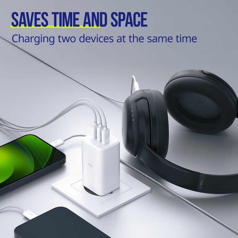 Polnilec ALLITY ATC-01 GaN, 65W, 2x USB-C, 1x USB-A, PD, QC, črn