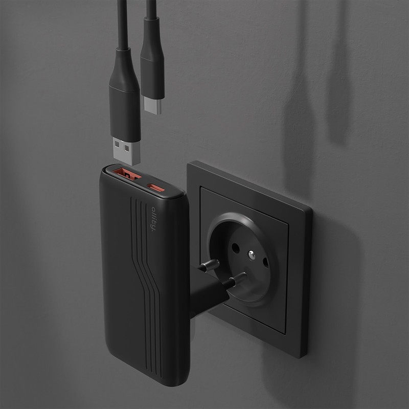 Polnilec ALLITY ATC-02 GaN, 65W, 1x USB-C, 1x USB-A, PD, QC, črn