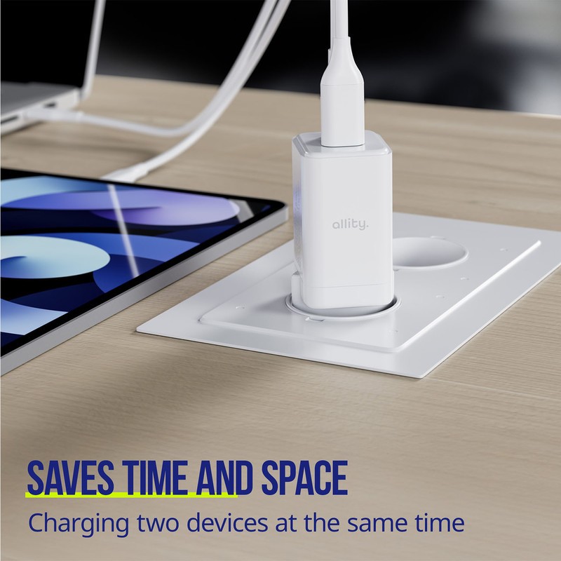 Polnilec ALLITY ATC-01 GaN, 45W, 1x USB-C, 1x USB-A, PD, QC, bel