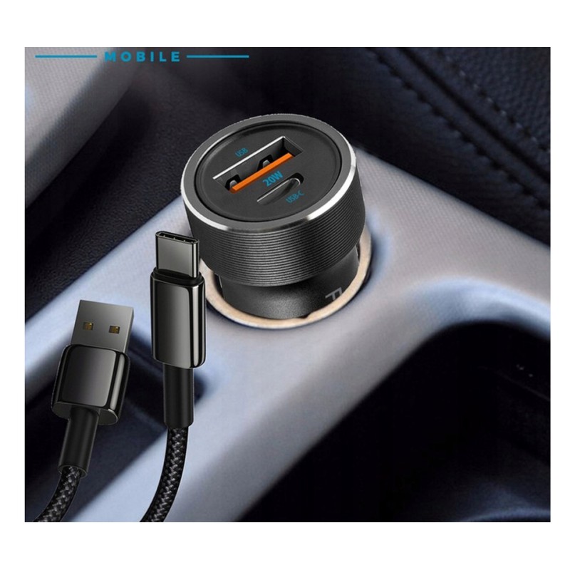 Avto polnilec FOREVER CC-06, 20W, 12-24V, 1x USB-A, 1x USB-C, PD, QC, črn