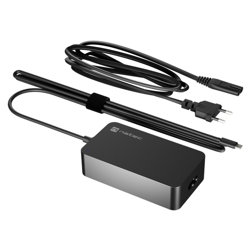 Polnilec Natec GRAYLING GaN 65W, USB-C, PD 3.0, črn