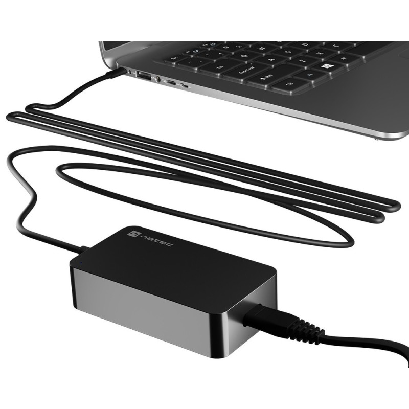 Polnilec Natec GRAYLING GaN 65W, USB-C, PD 3.0, črn
