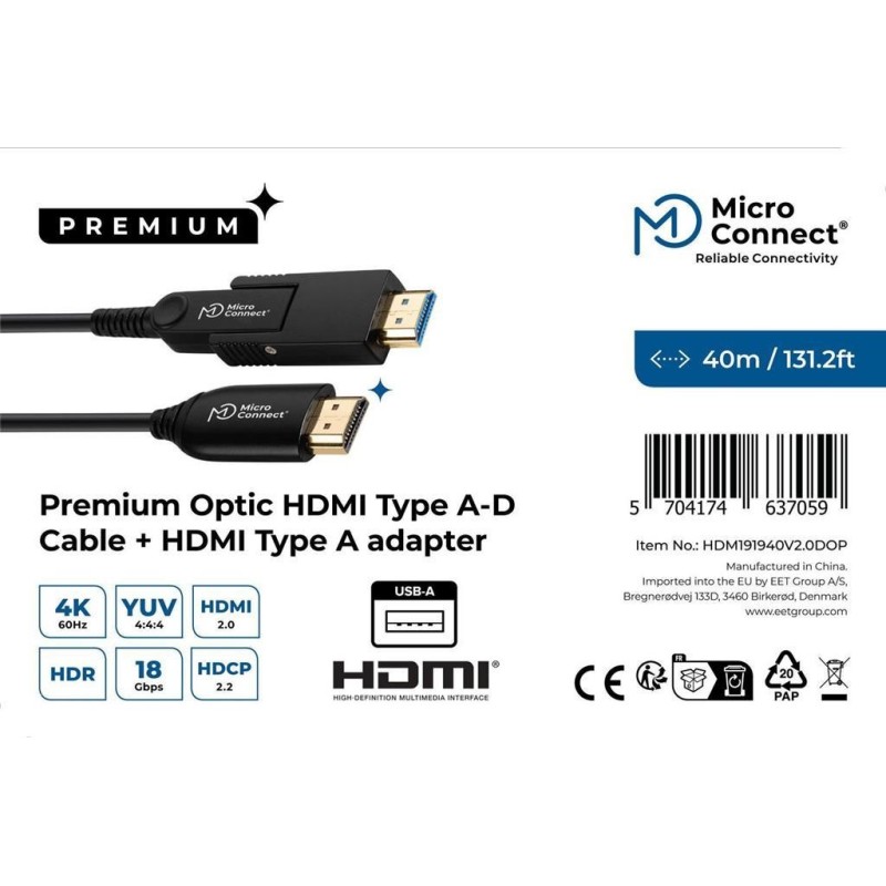 Kabel MicroConnect Premium optični HDMI A-D