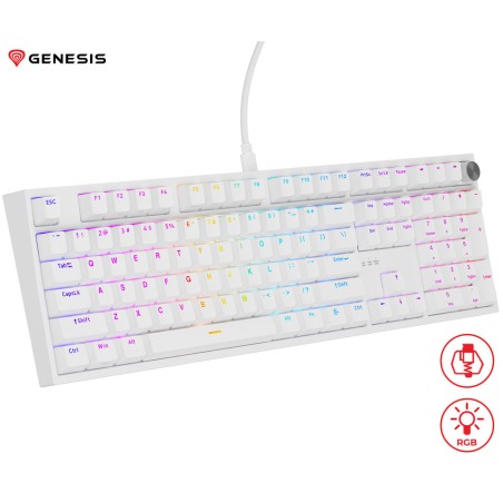 Tipkovnica Genesis Thor 404, RGB, Gateron Yellow Pro, bela
