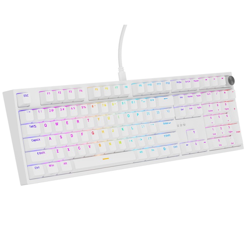 Tipkovnica Genesis Thor 404, RGB, Gateron Yellow Pro, bela