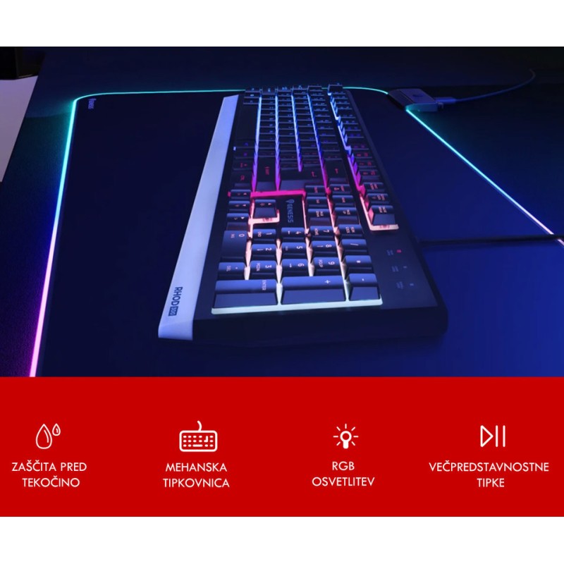 Tipkovnica Genesis Rhod 300, RGB, črna