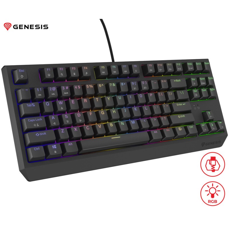 Tipkovnica Genesis Thor 230 TKL, RGB, Outemu Brown stikala, črna