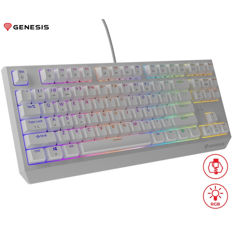 Tipkovnica Genesis Thor 230 TKL, RGB, Outemu Brown stikala, bela