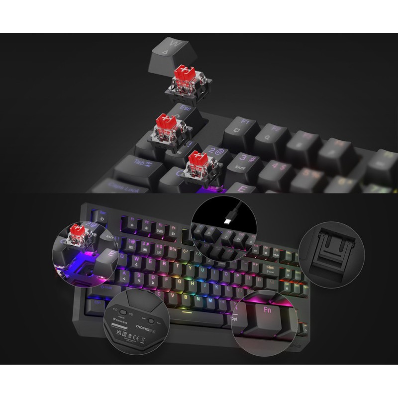 Tipkovnica Genesis Thor 230 TKL, RGB, Outemu Red stikala, črna