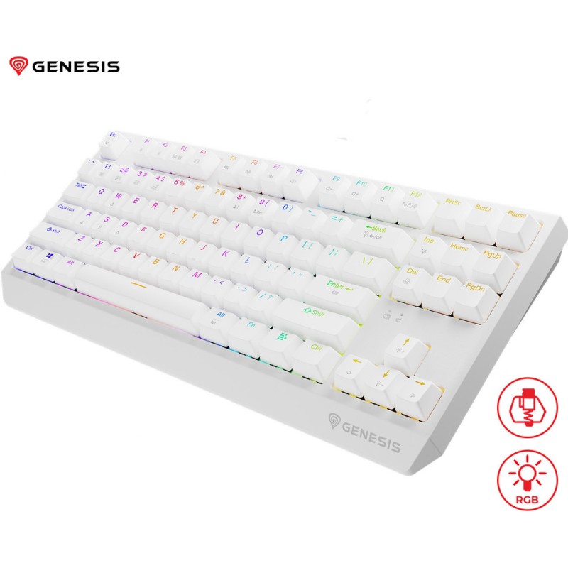 Tipkovnica Genesis Thor 230 TKL, RGB, Outemu Red stikala, bela