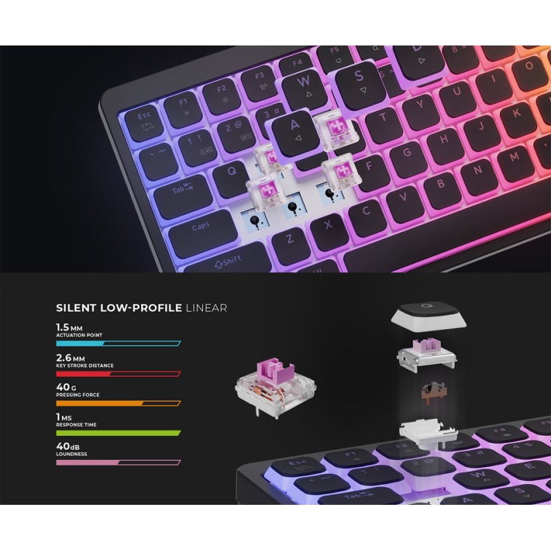 Tipkovnica Genesis Thor 430 TKL, RGB, Outemu Pink stikala, črna
