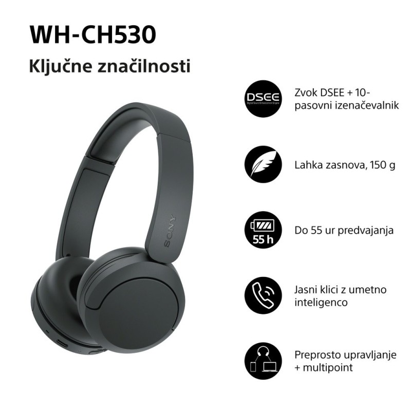 Slušalke Sony WH-CH530, črne