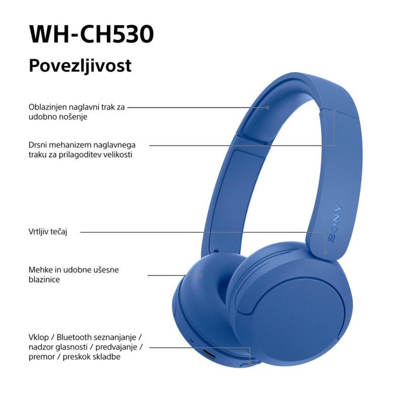 Slušalke Sony WH-CH530, modre