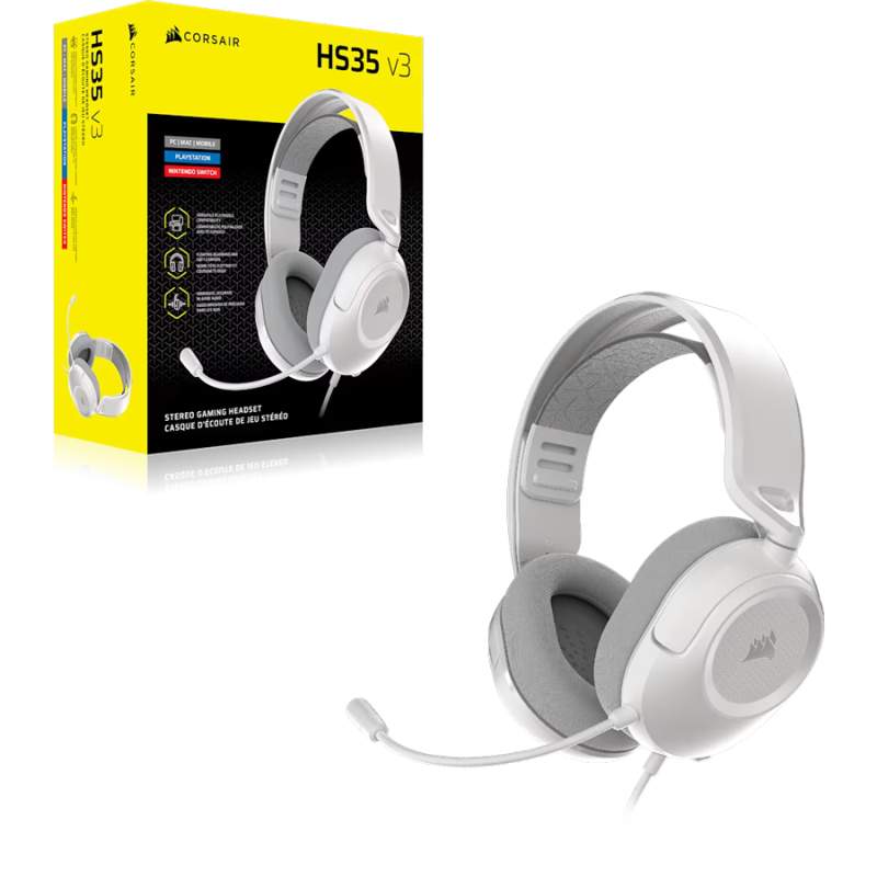 Slušalke Corsair HS35 Stereo V3, bele