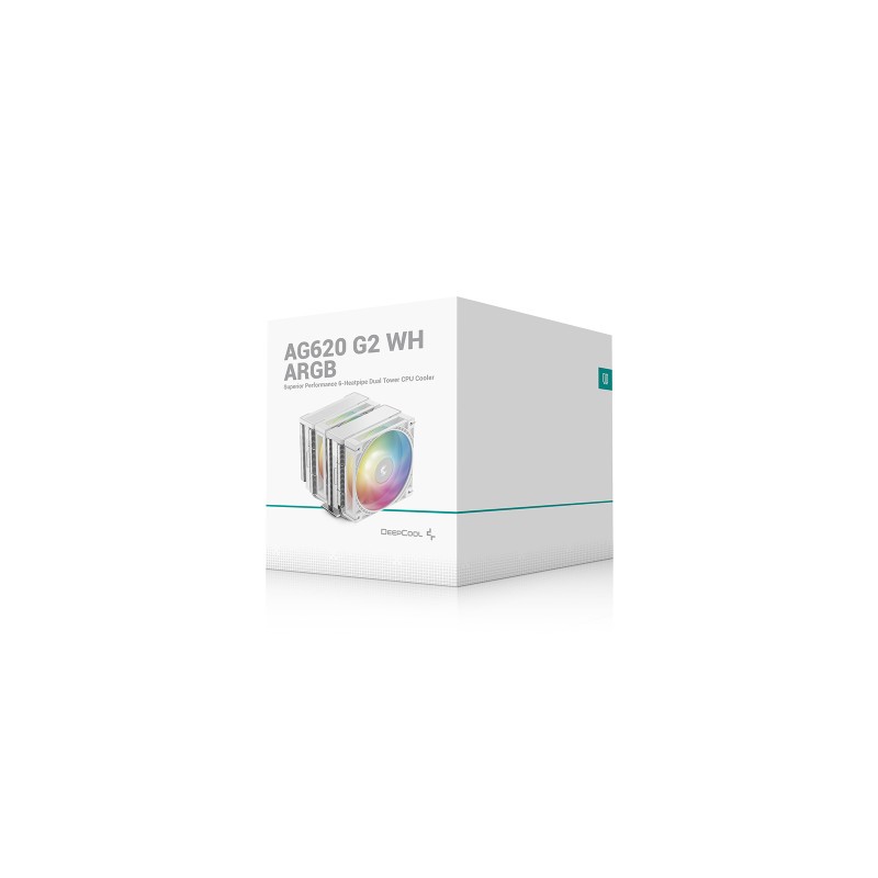 Hladilnik za procesor DeepCool AG620 G2 WH ARGB, 2x 120mm, bel