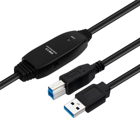Kabel MicroConnect aktivni USB 3.2 Gen 1 A-B M-M, 10m, črn