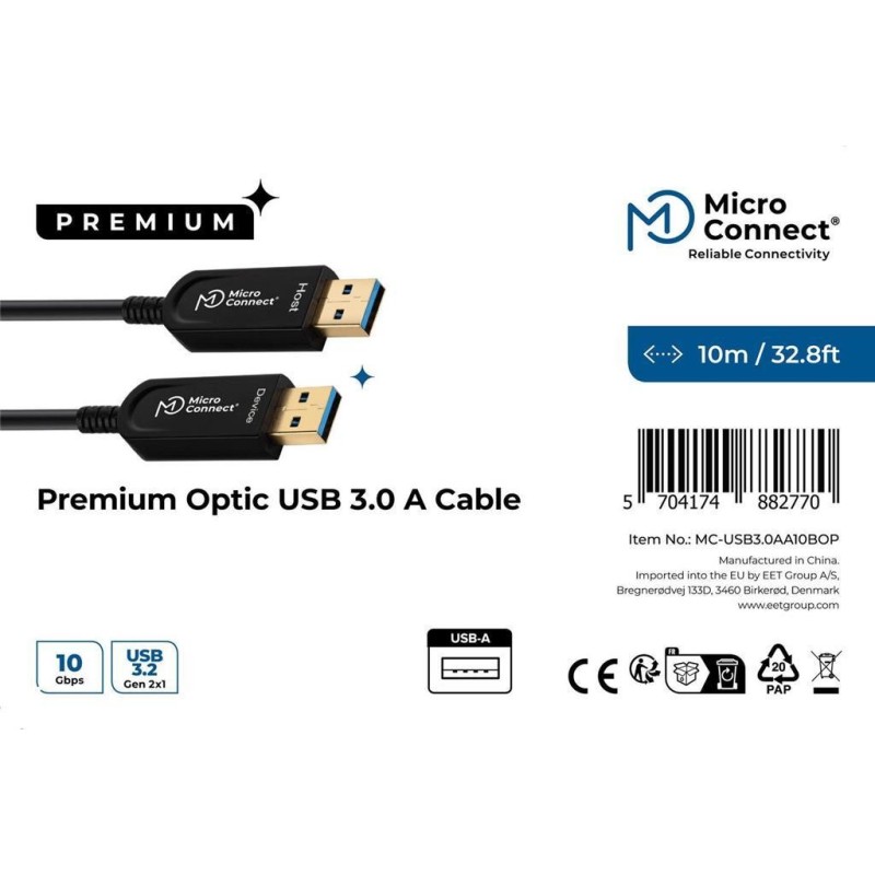 Kabel MicroConnect Premium USB 3.0 A-A optični, 10m