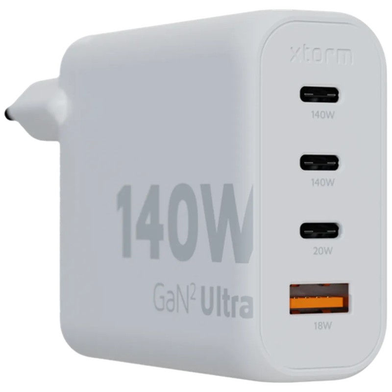 Polnilec Xtorm GaN2 Ultra 140W, USB-C/A, bel