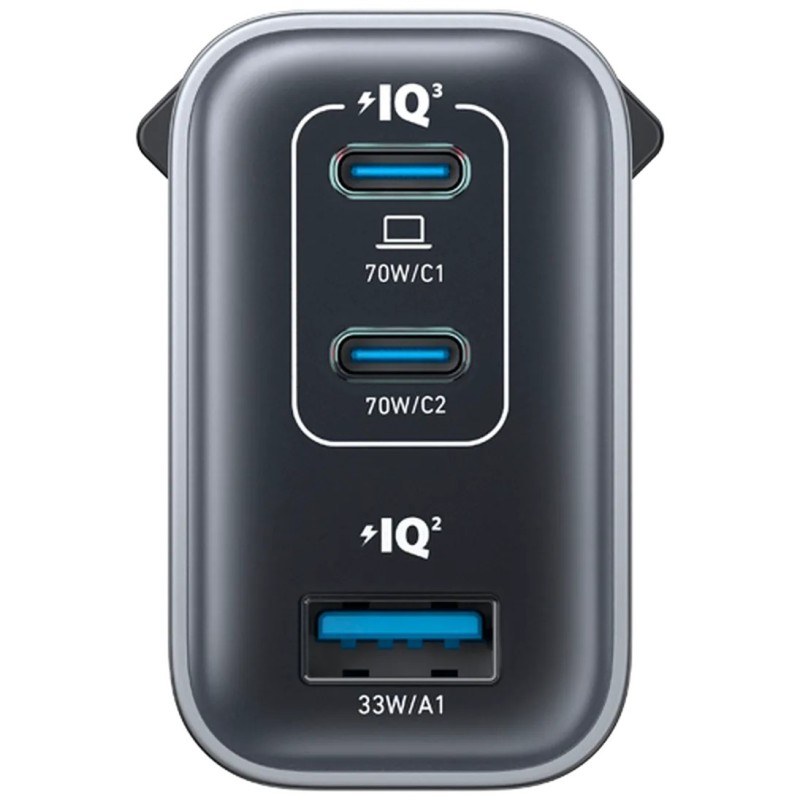 Polnilec Anker Fast Charger 70W, 2x USB-C/A, črn