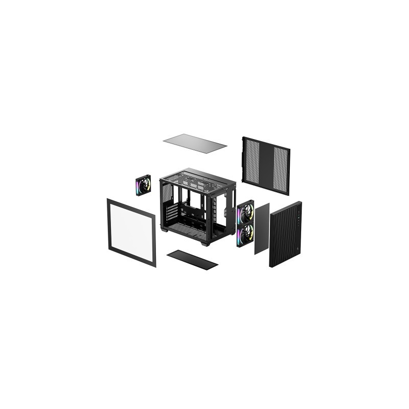 Ohišje DeepCool CG330 MESH 3F, micro-ATX, ARGB, kaljeno steklo, črno
