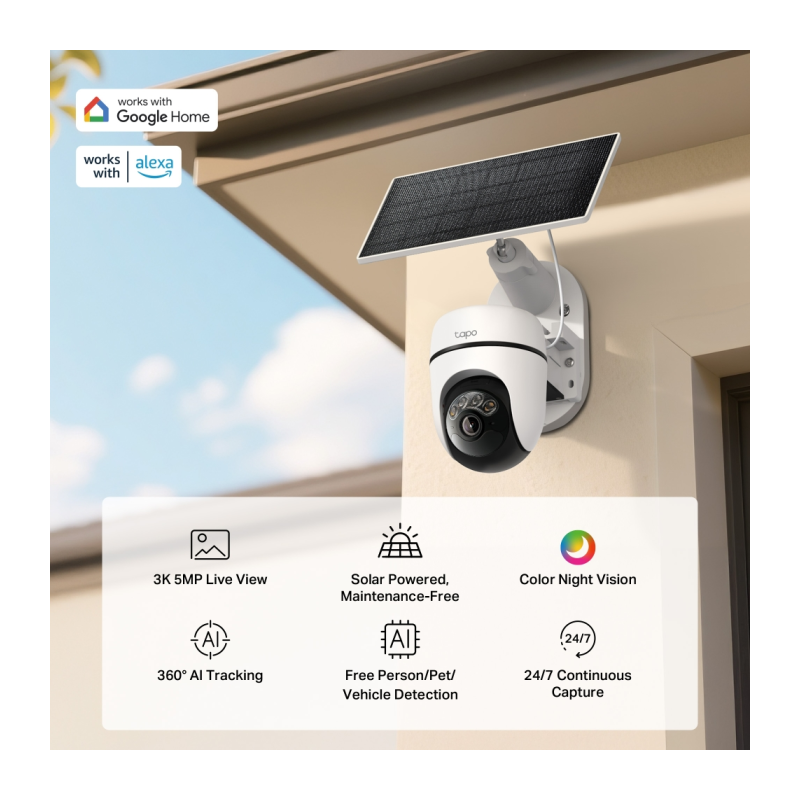 IP kamera TP-Link Tapo C630 KIT, 5MP, zunanja, bela, s solarnim panelom